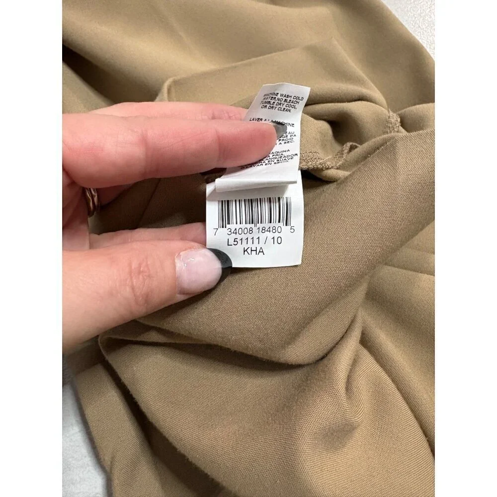 NWT Karen Kane Khaki Brown Soft Stretch Clean Front Cropped Pants-sz 10